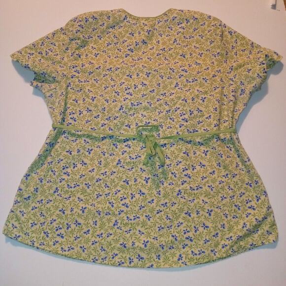 Womens Scrub Top lot of 2 Size L SB Scrubs green Cherokee blue and brown used - Picture 8 of 12